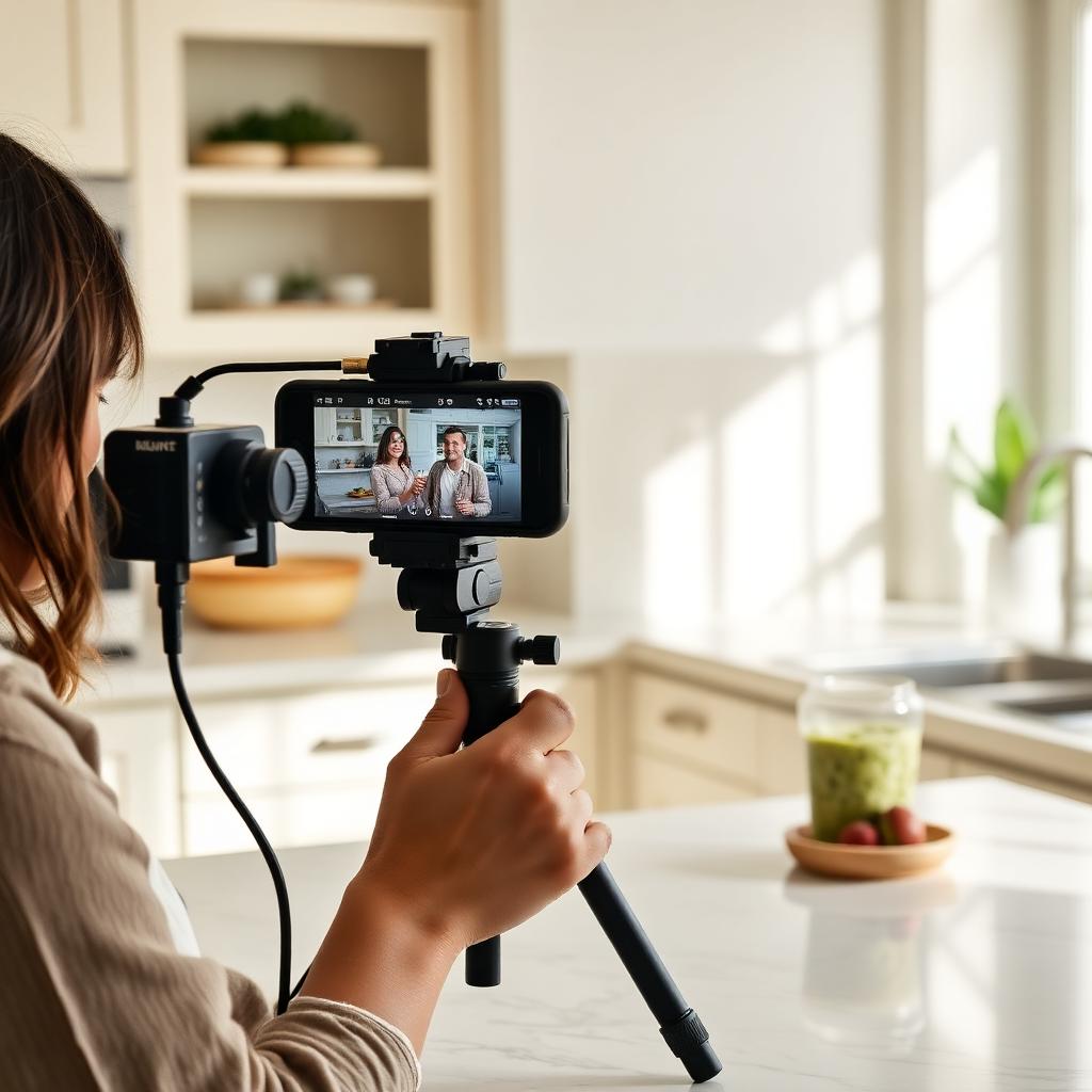 Creator filming a frzn smoothie recipe at home